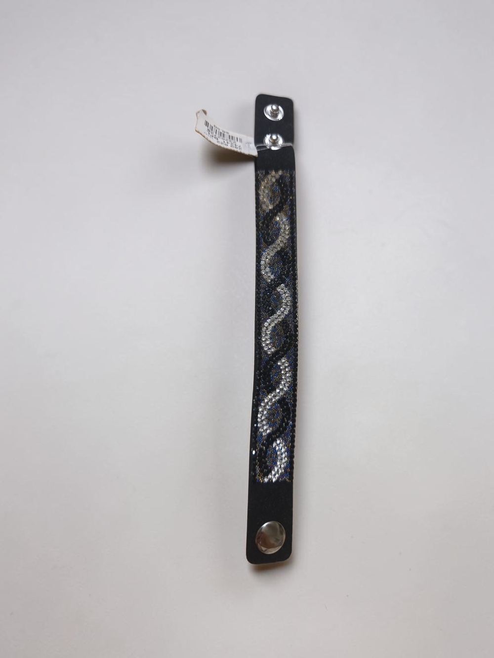Maurices Black Leather Bracelet with Silver & Blue Sequin Wave